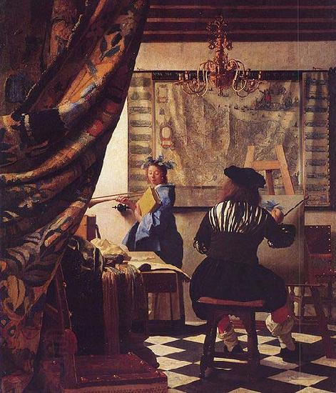 VERMEER VAN DELFT, Jan The Allegory of Painting -or- The Art of Painting oil painting picture